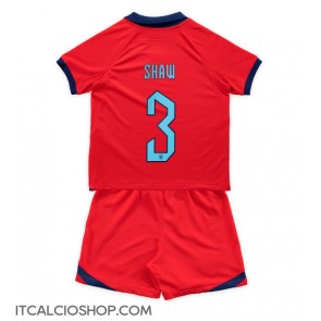 Inghilterra Luke Shaw #3 Seconda Maglia Bambino Mondiali 2022 Manica Corta (+ Pantaloni corti)